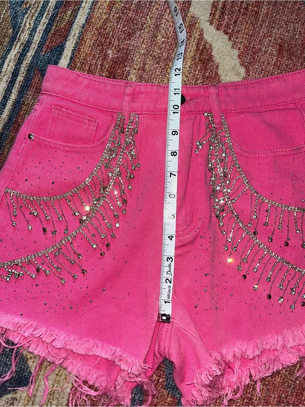 Blue B Hot Pink Embellished Denim Shorts - Picture 3 of 9
